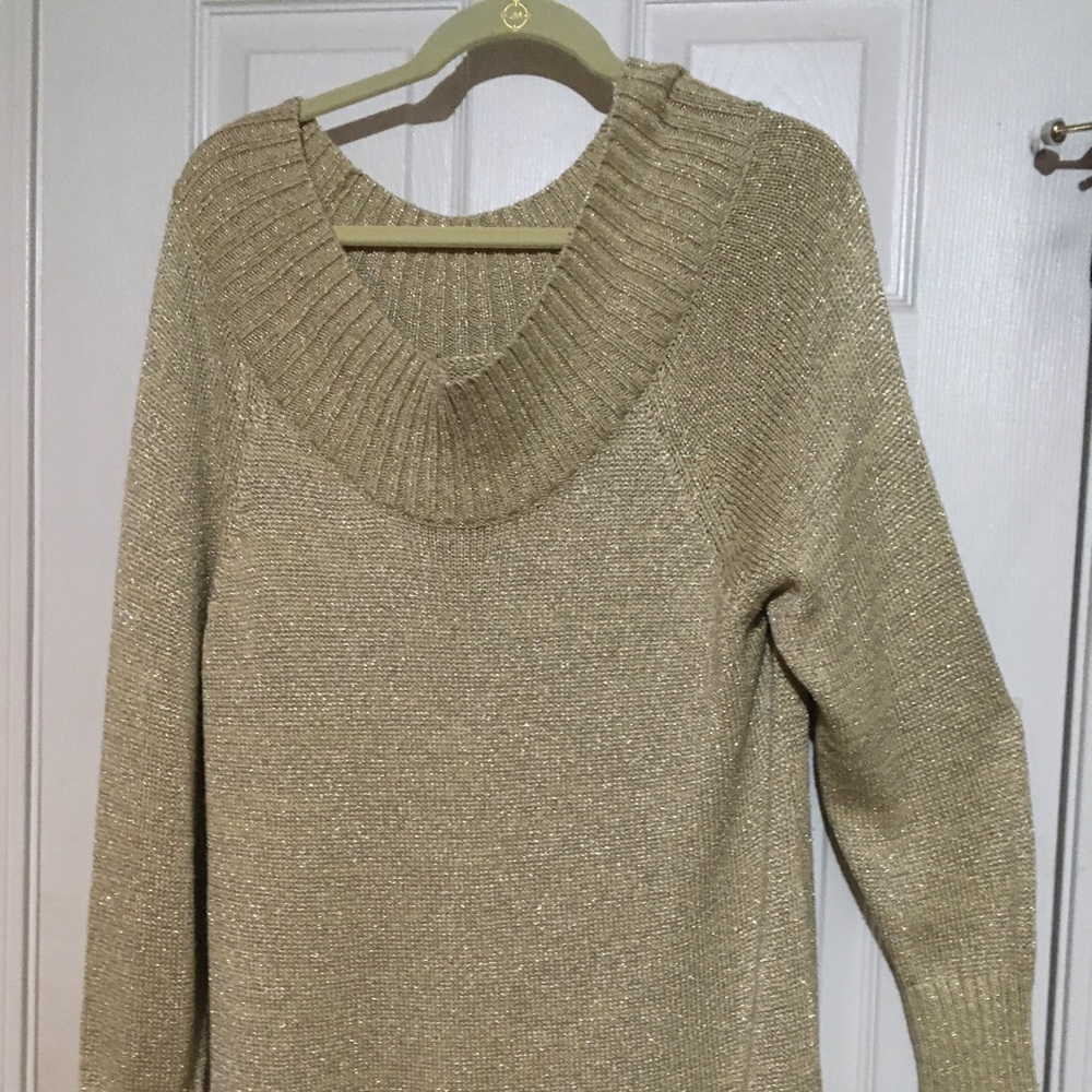 Chico Women's Gold Metallic Sweater, NWOT, Excellent Condition